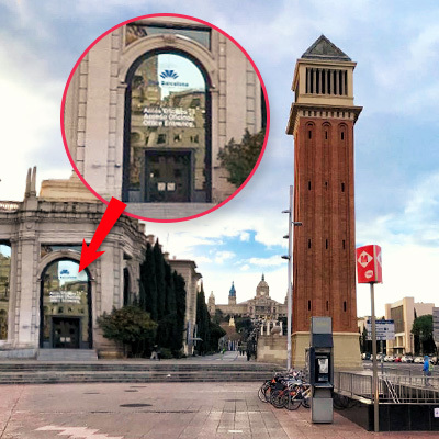 [오전 8시] 스페인광장 베네치안 타워 뒷편 'FIRA BARCELONA' 문구 앞